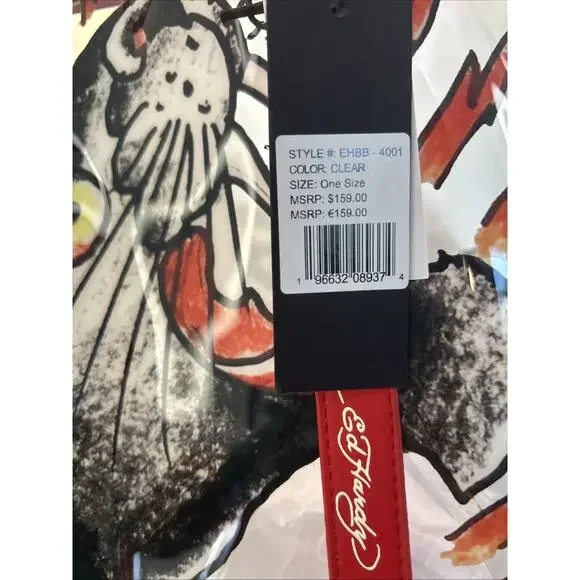 NEW Ed Hardy Black Panther Large Tote Bag Women's Clear Red Beach Party Bag PVC Totes